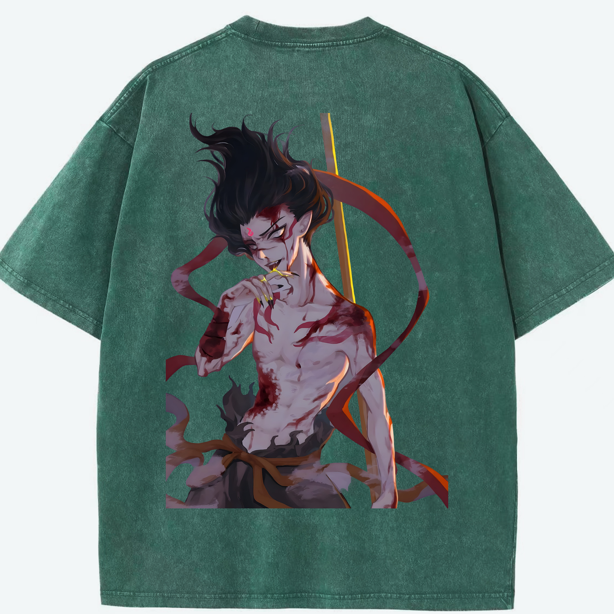 （画像用） Ne Zha 2 ナタ 魔童の大暴れ 綿100% ヴィンテージ風 半袖Tシャツ（背面プリント）